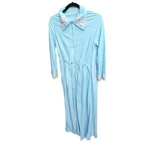 Vintage Night robe Blue Longsleeve Tie Size M grannycore